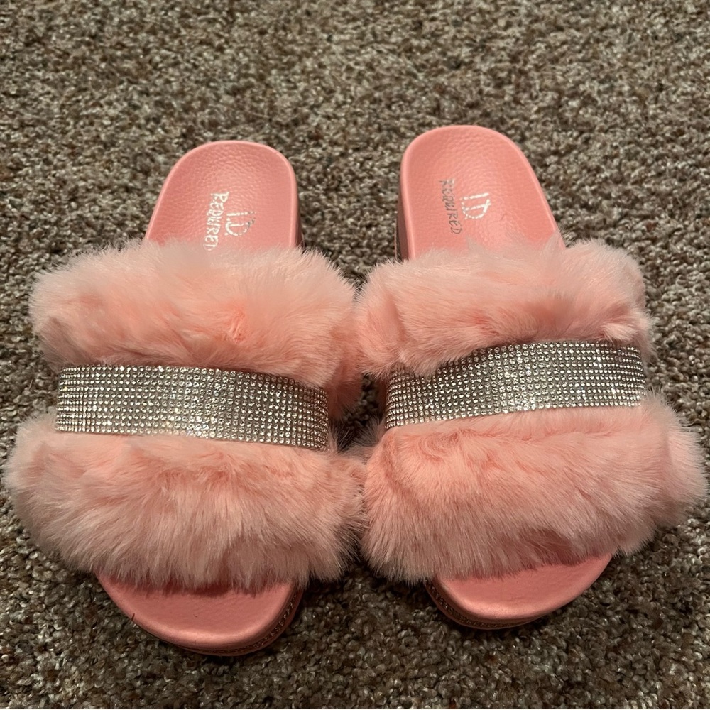 Pink rhinestone slippers